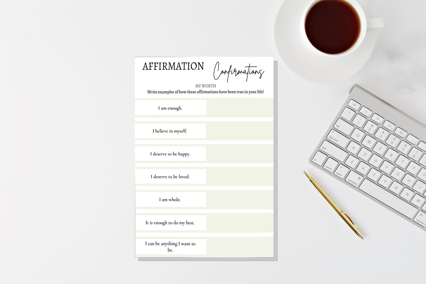 Know Your Worth: Digital Affirmations Worksheet
