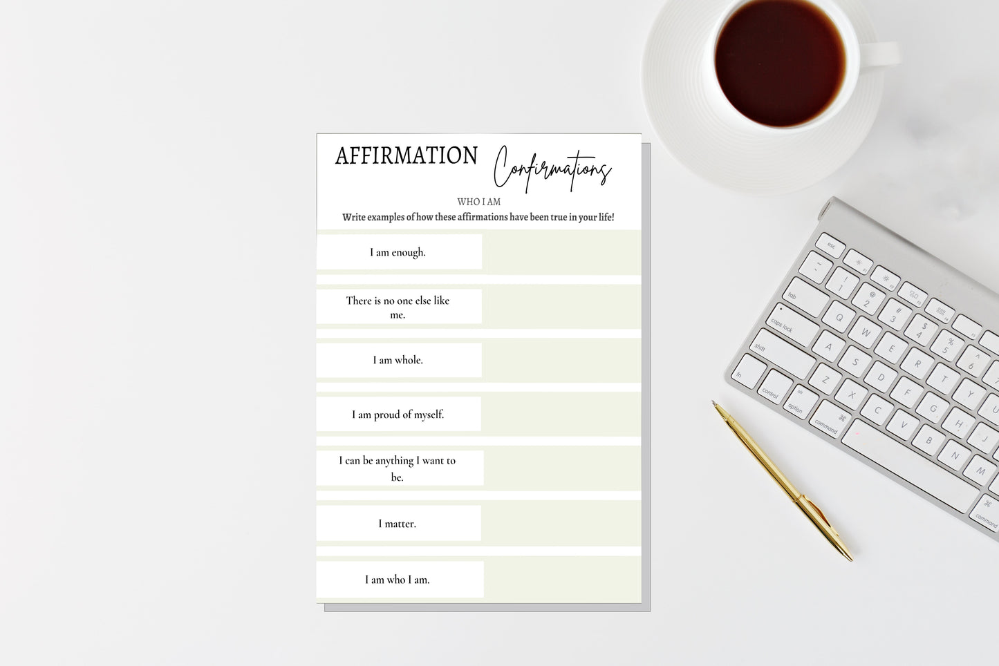 Who I Am: Digital Affirmations Worksheet