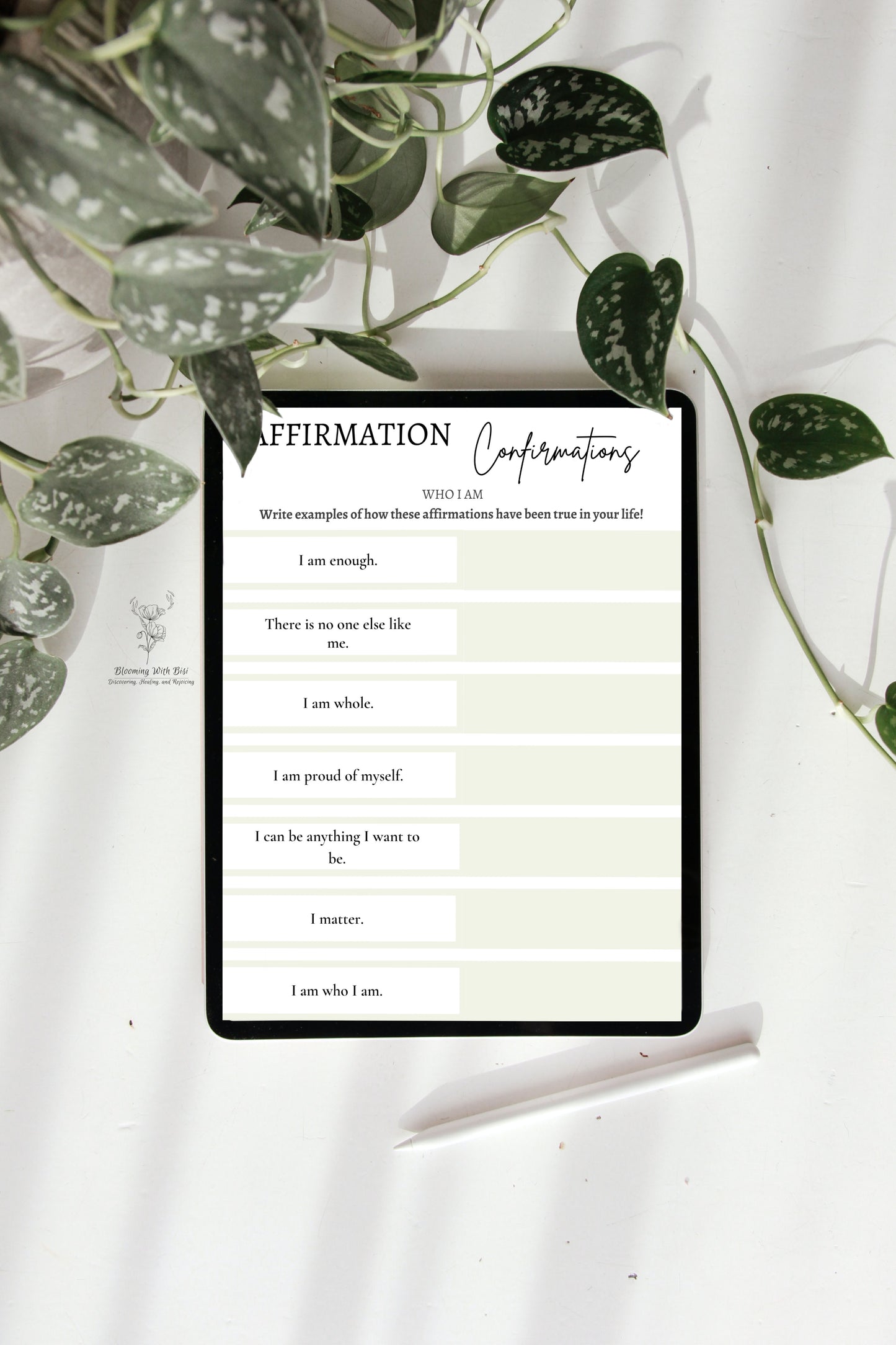 Who I Am: Digital Affirmations Worksheet