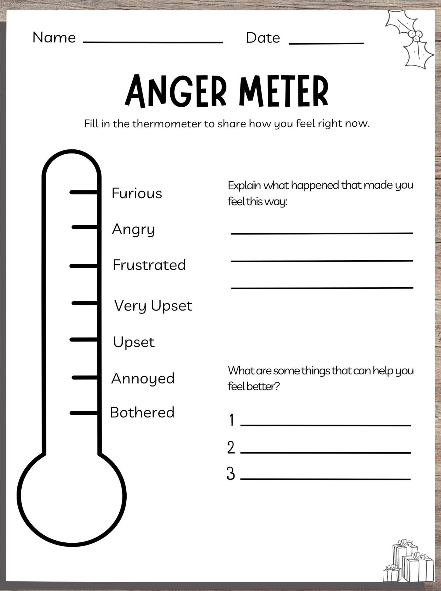 Anger Management Meter for Kids – Printable Worksheet