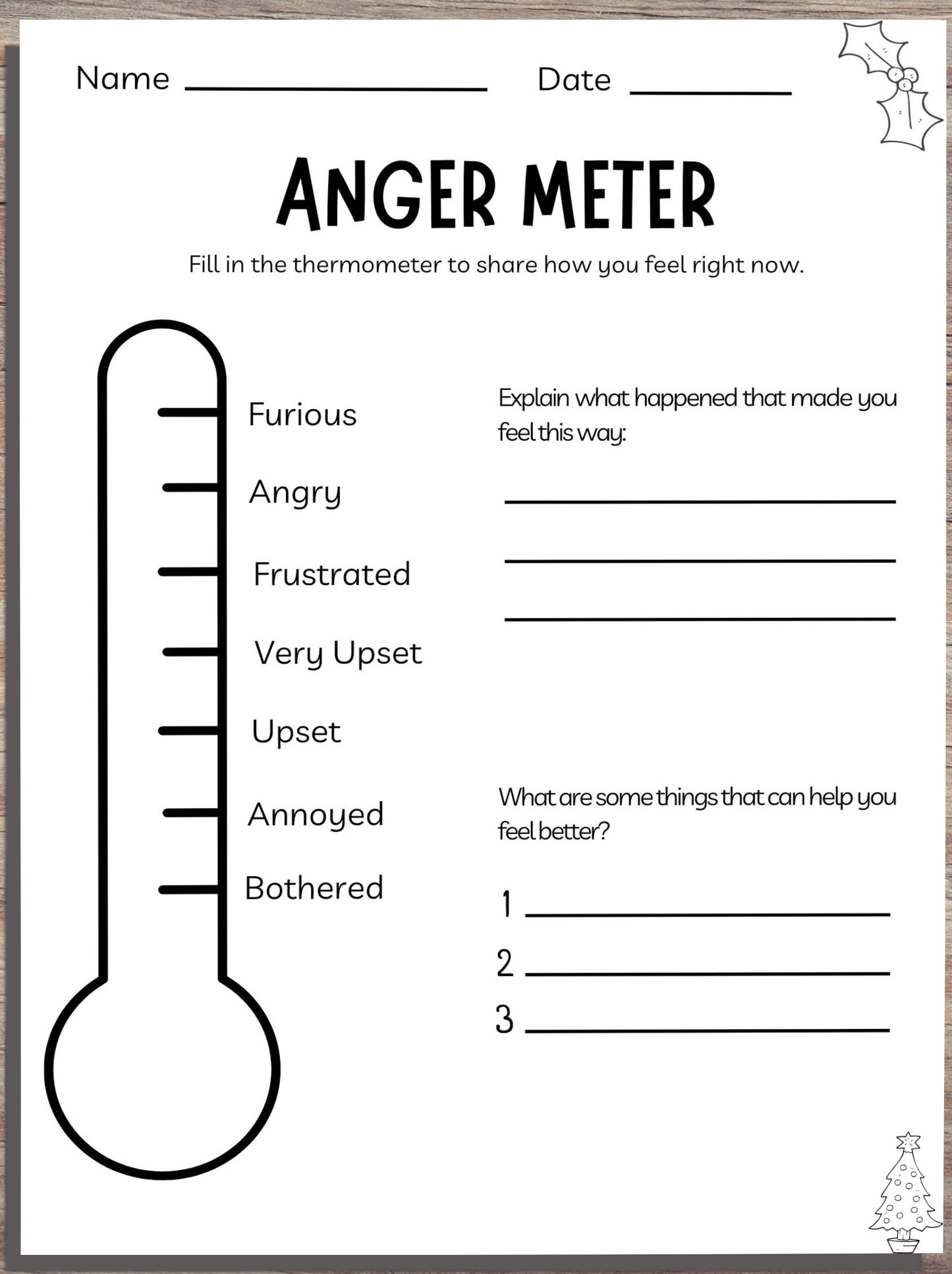 Anger Management Meter for Kids – Printable Worksheet