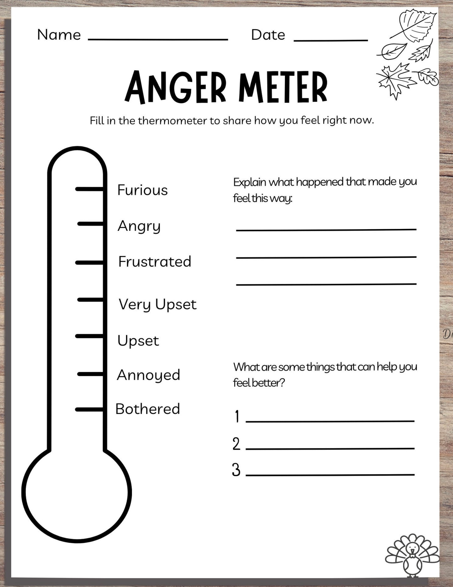 Anger Management Meter for Kids – Printable Worksheet
