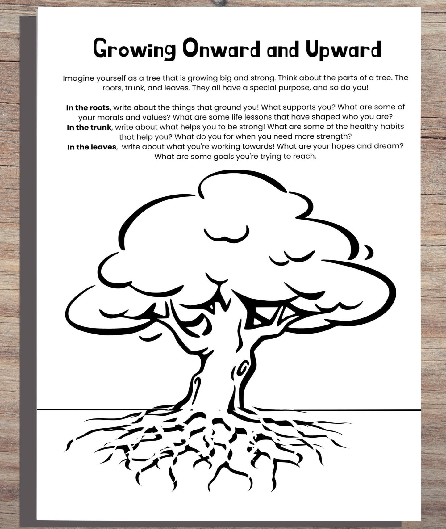 Growing Onward and Upward: Kids' Self-Reflection Activity Worksheet