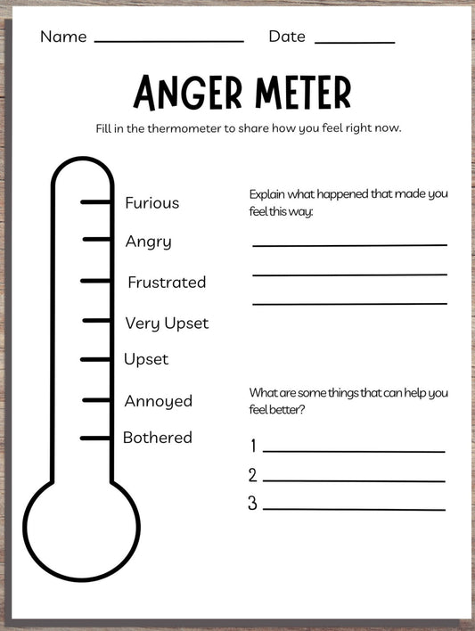 Anger Management Meter for Kids – Printable Worksheet