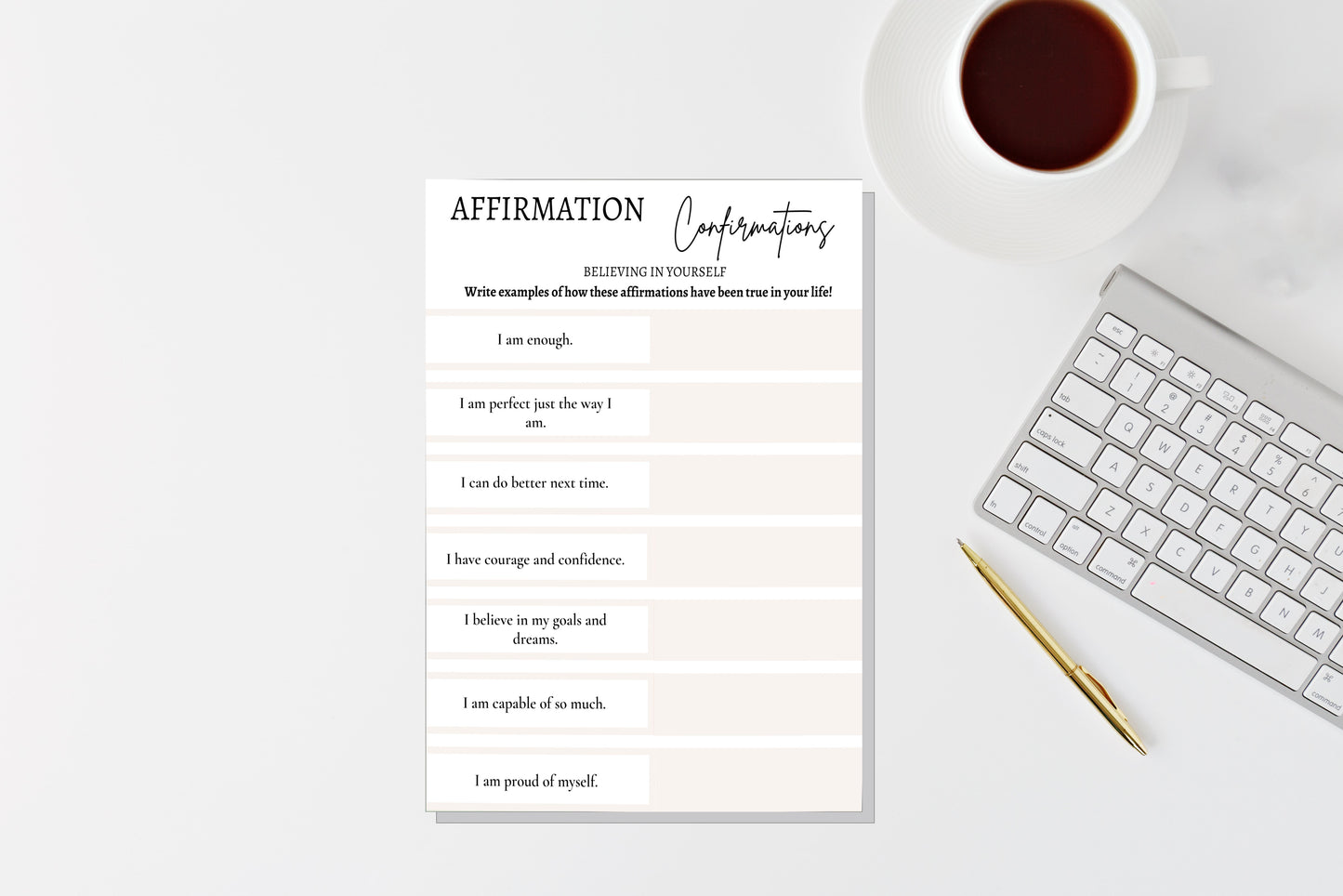 Believe in Yourself: Digital Affirmations Worksheet