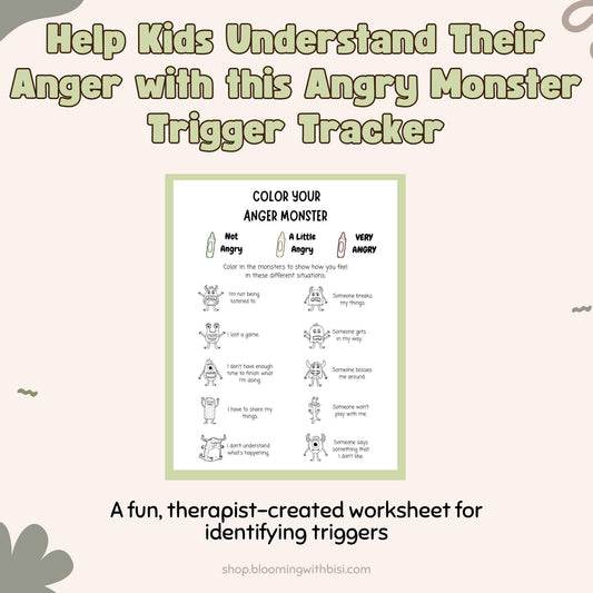 Anger Triggers Worksheet for Kids | Angry Monsters Printable | Emotional Regulation Activity