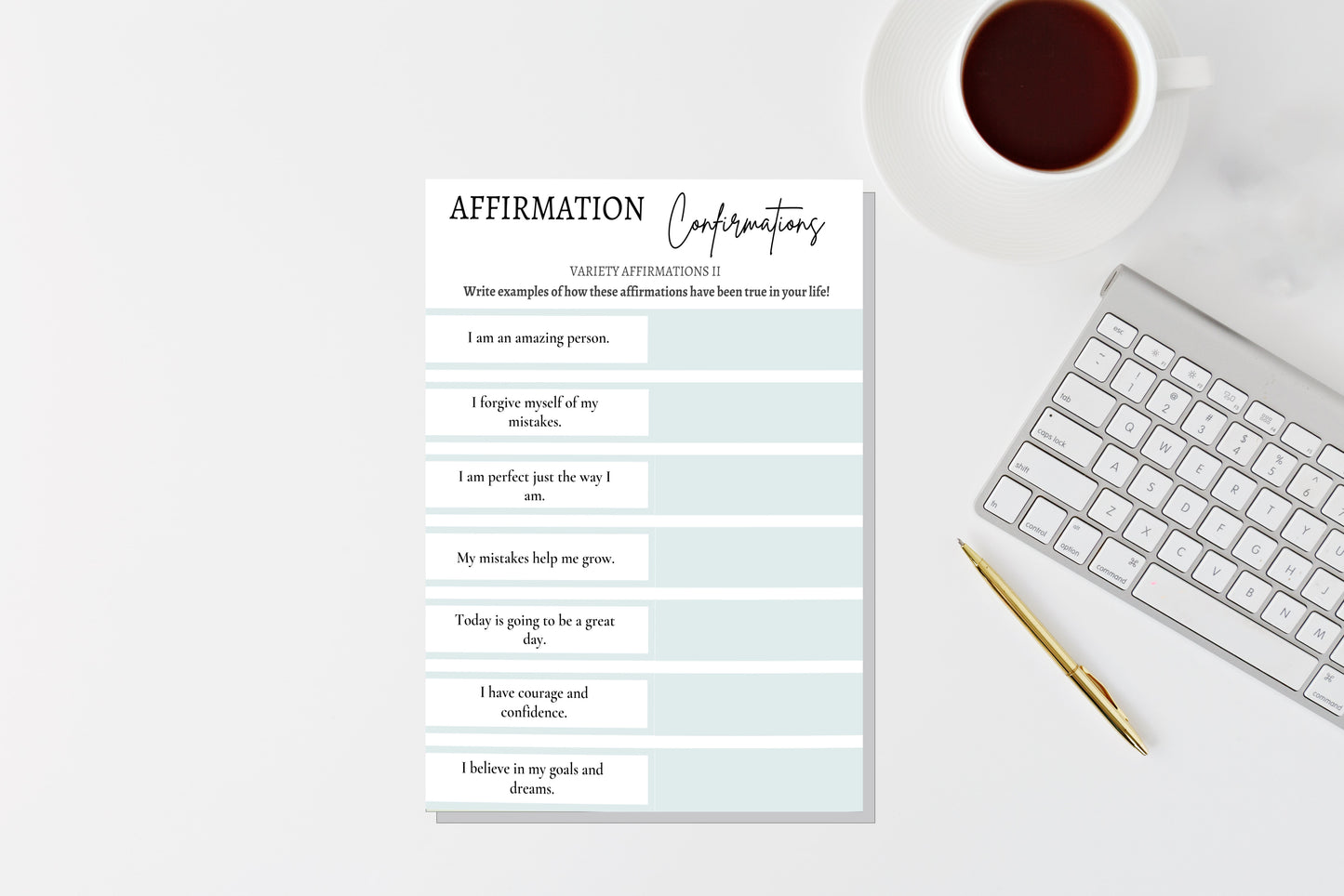Variety Affirmations II: Digital Affirmations Worksheet