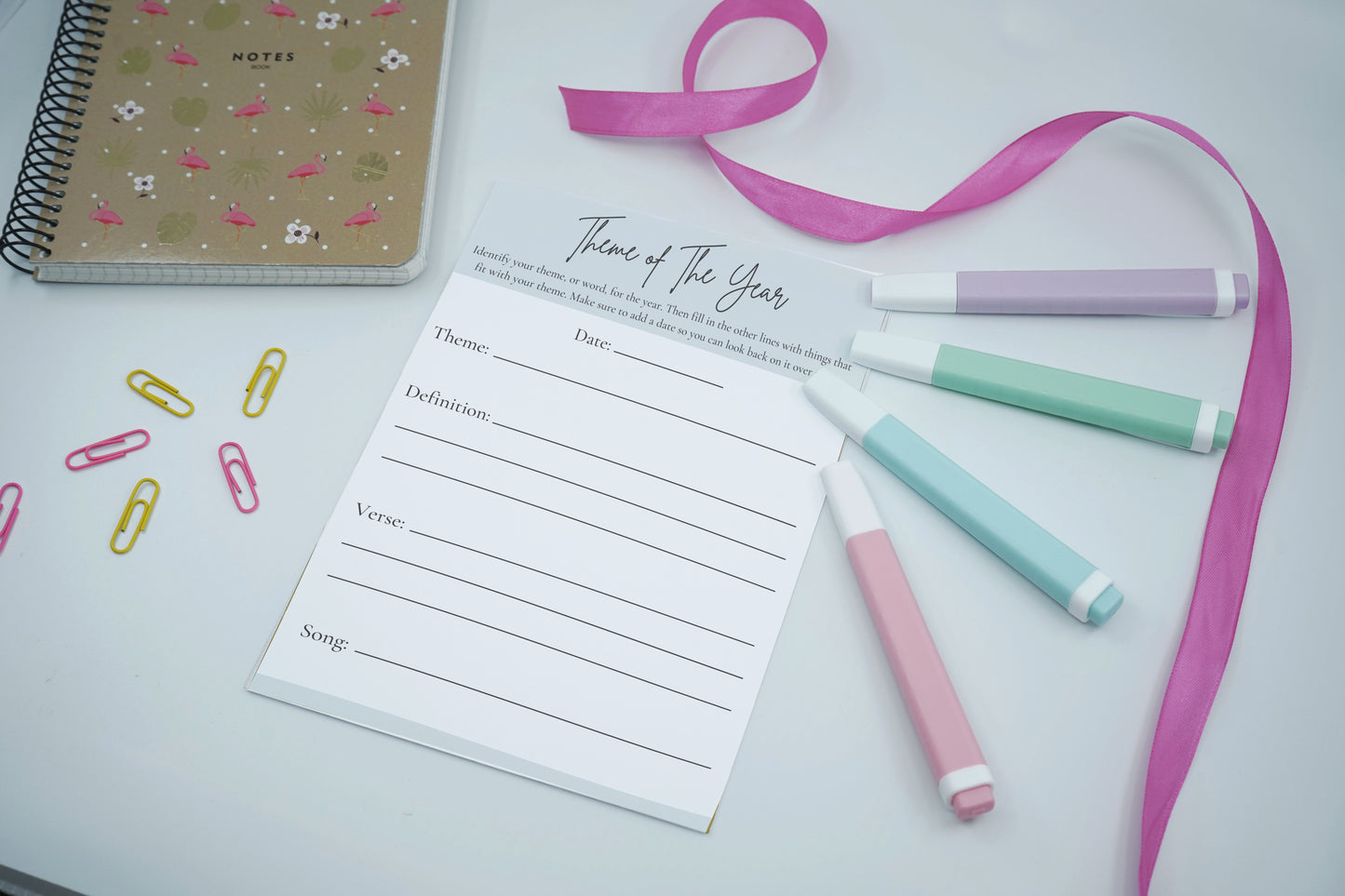 Christian Theme of the Year Worksheet: Set Your Spiritual Intention for the Year