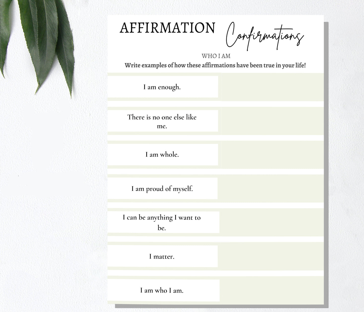 Who I Am: Digital Affirmations Worksheet