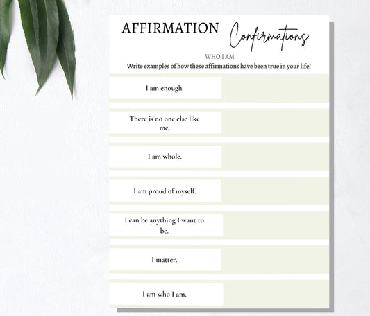 Who I Am: Digital Affirmations Worksheet