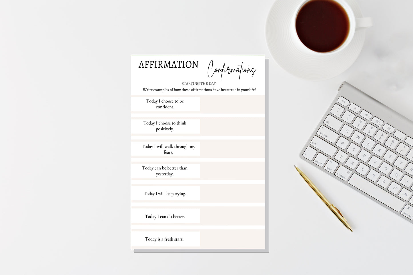 Start Your Day Right: Digital Affirmations Worksheet