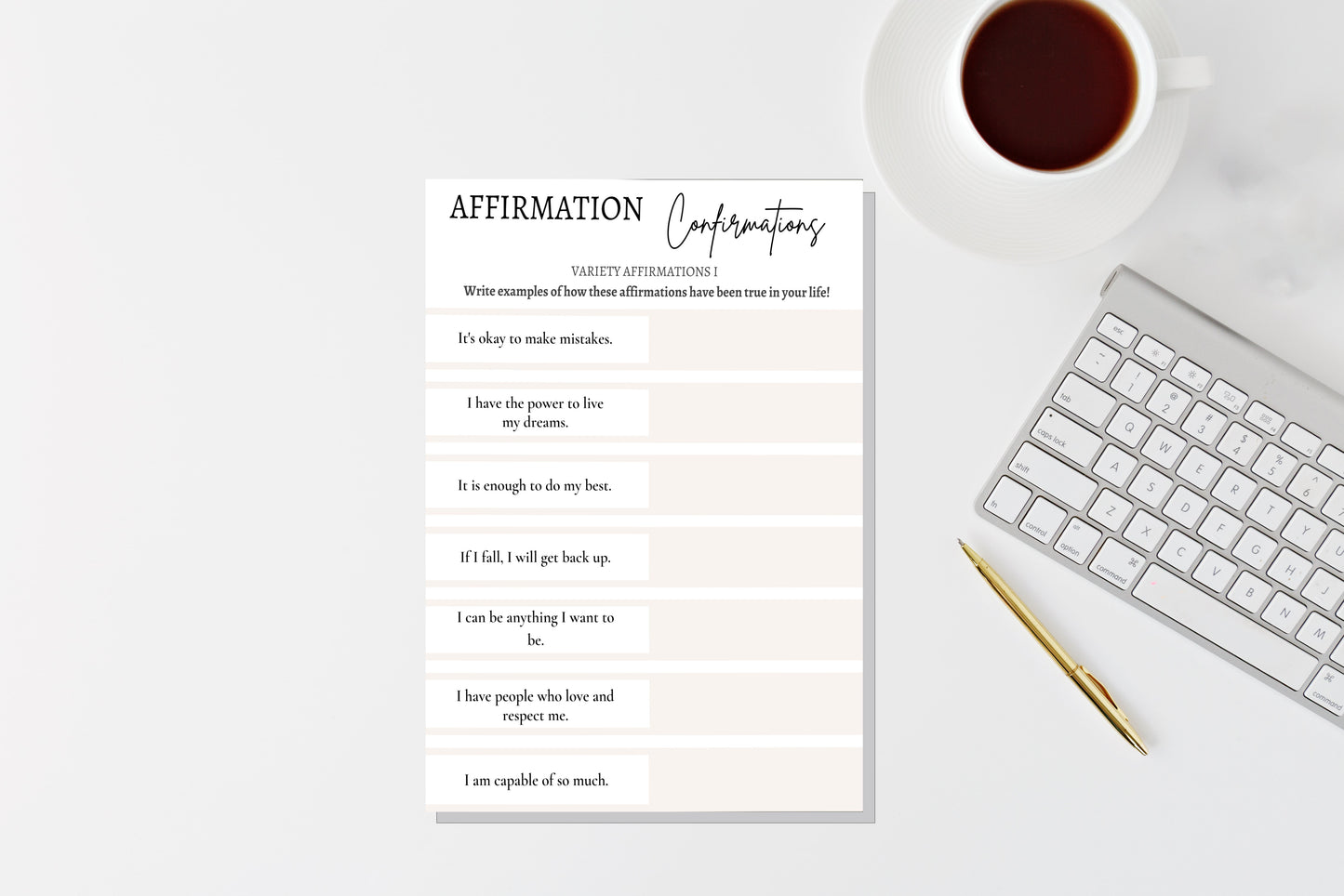 Variety Affirmations I: Digital Affirmations Worksheet
